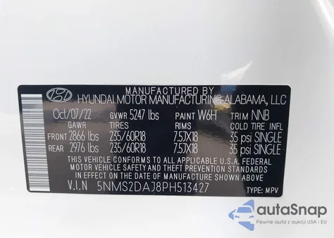 2023 Hyundai Santa Fe Sel from USA, damaged, VIN 5NMS2DAJ8PH513427